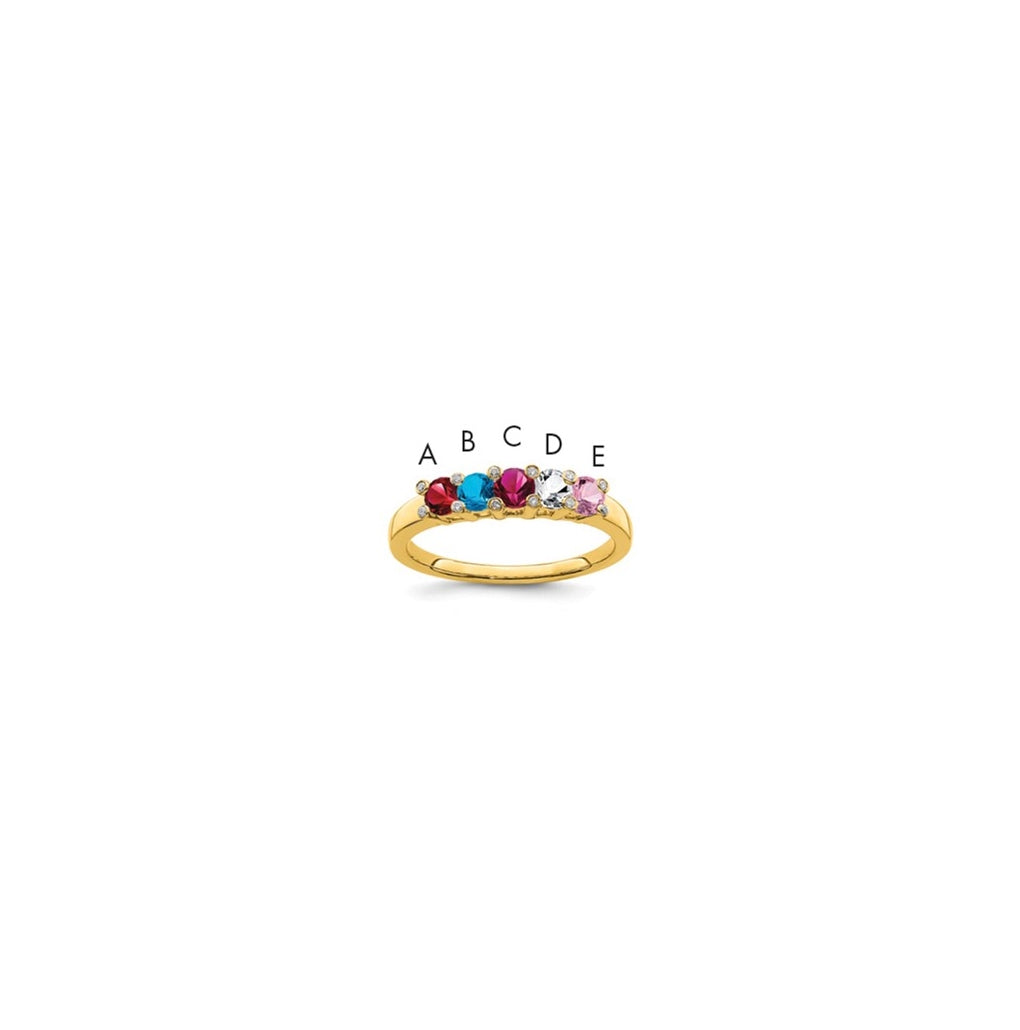 14K Yellow Gold Family Jewelry Genuine Stone & Diamond Set Ring – Elegant Jewelry Gift for Birthday, Anniversary, Engagement, Wedding