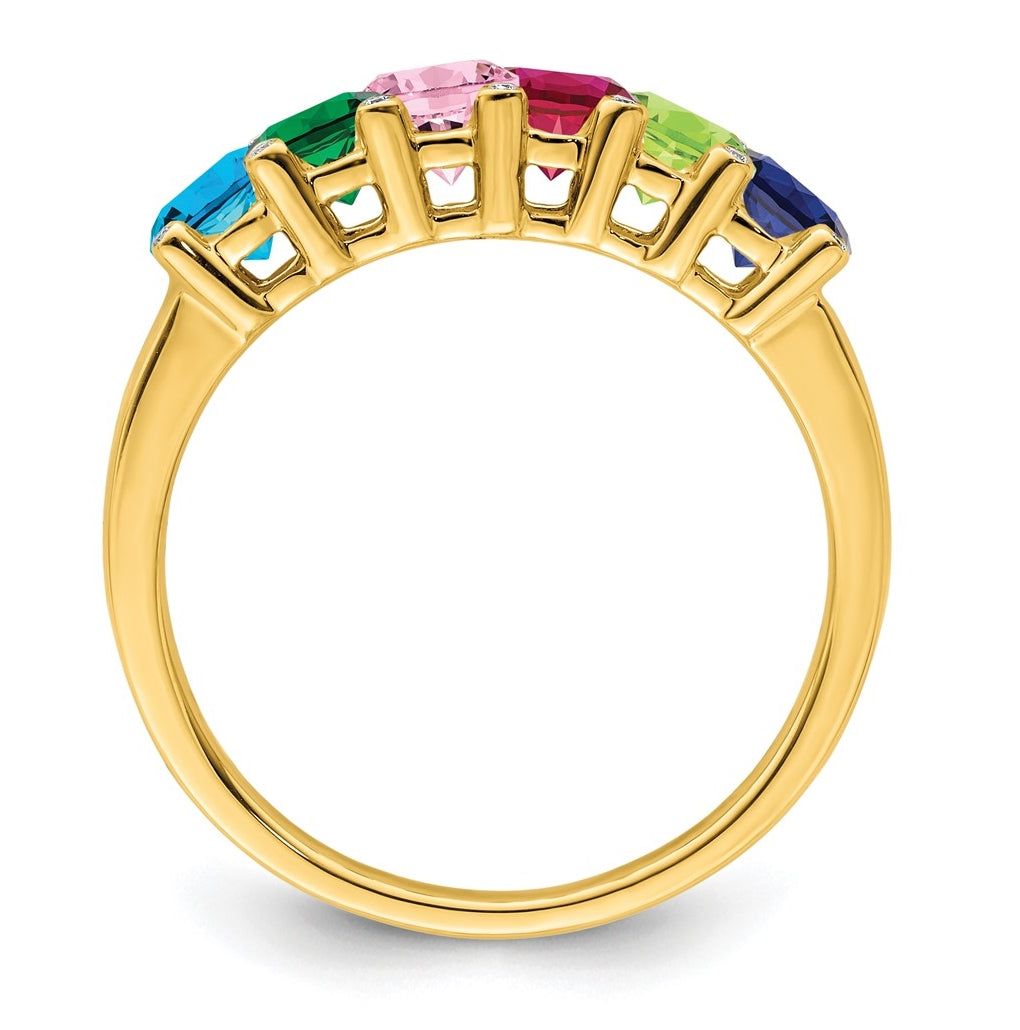 14K Yellow Gold Family Jewelry Genuine Stone & Diamond Set Ring – Elegant Jewelry Gift for Birthday, Anniversary, Engagement, Wedding