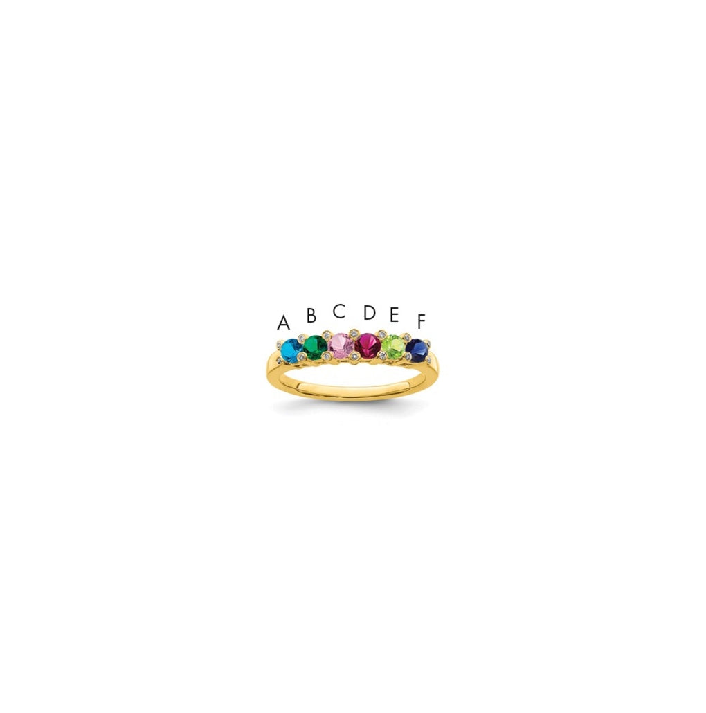 14K Yellow Gold Family Jewelry Genuine Stone & Diamond Set Ring – Elegant Jewelry Gift for Birthday, Anniversary, Engagement, Wedding