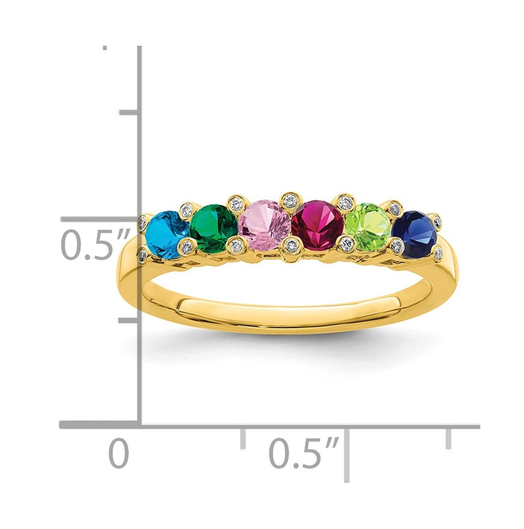 14K Yellow Gold Family Jewelry Genuine Stone & Diamond Set Ring – Elegant Jewelry Gift for Birthday, Anniversary, Engagement, Wedding