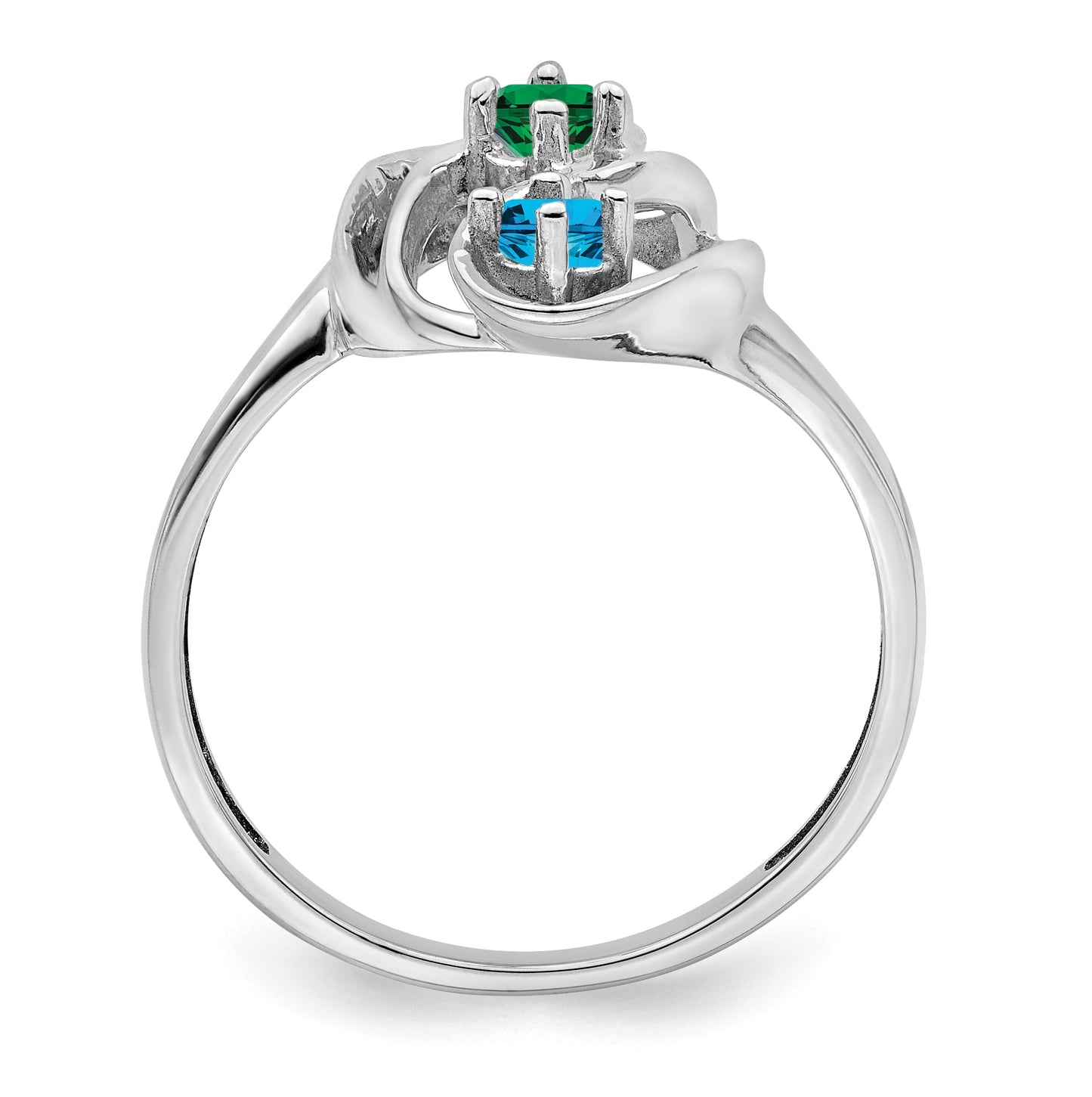 Sterling Silver Rhodium plated Synthetic 3mm 3 Stone Mothers Ring