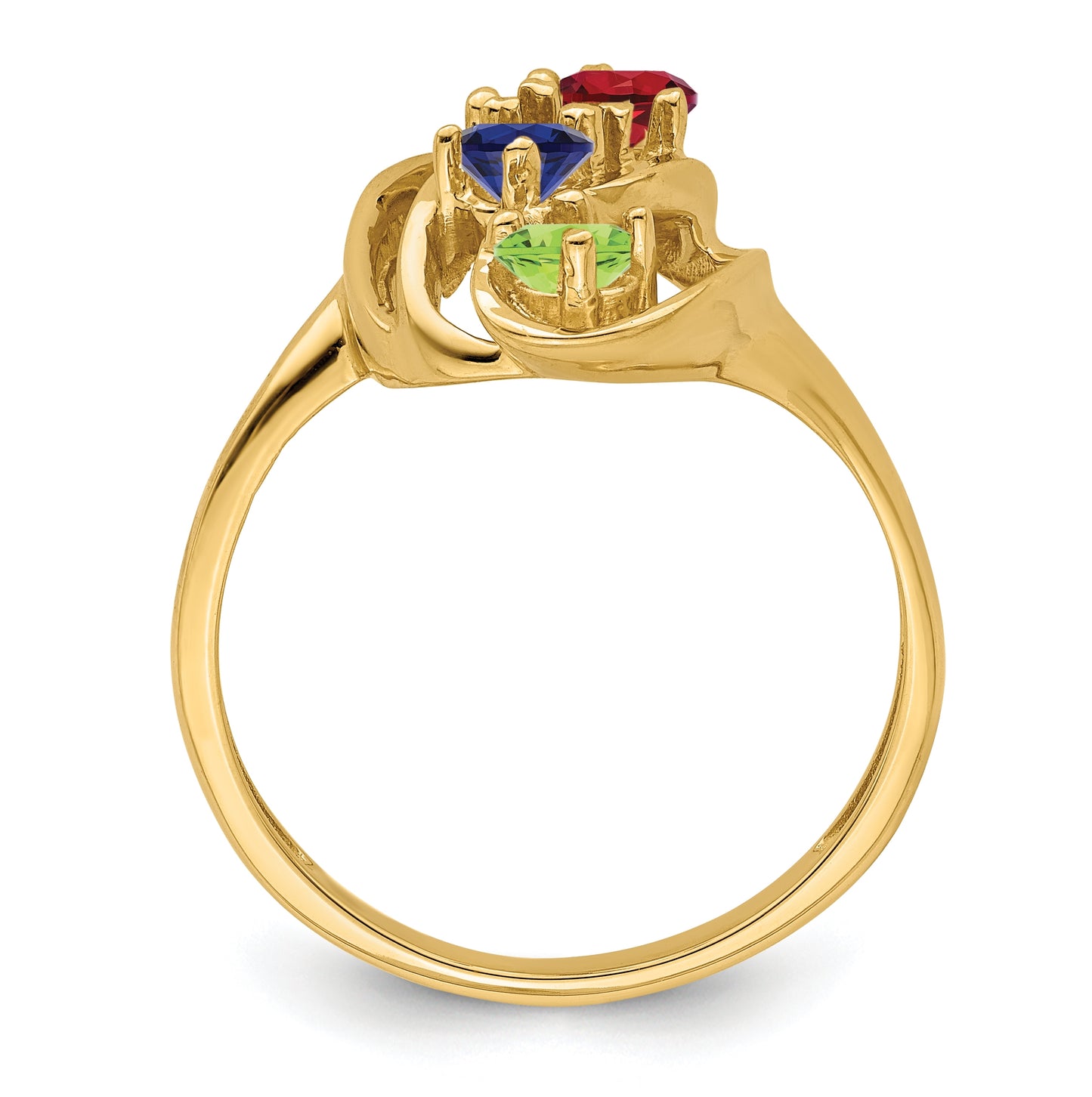 10K Yellow Gold Synthetic Family Jewelry Ring, 4-Stones
