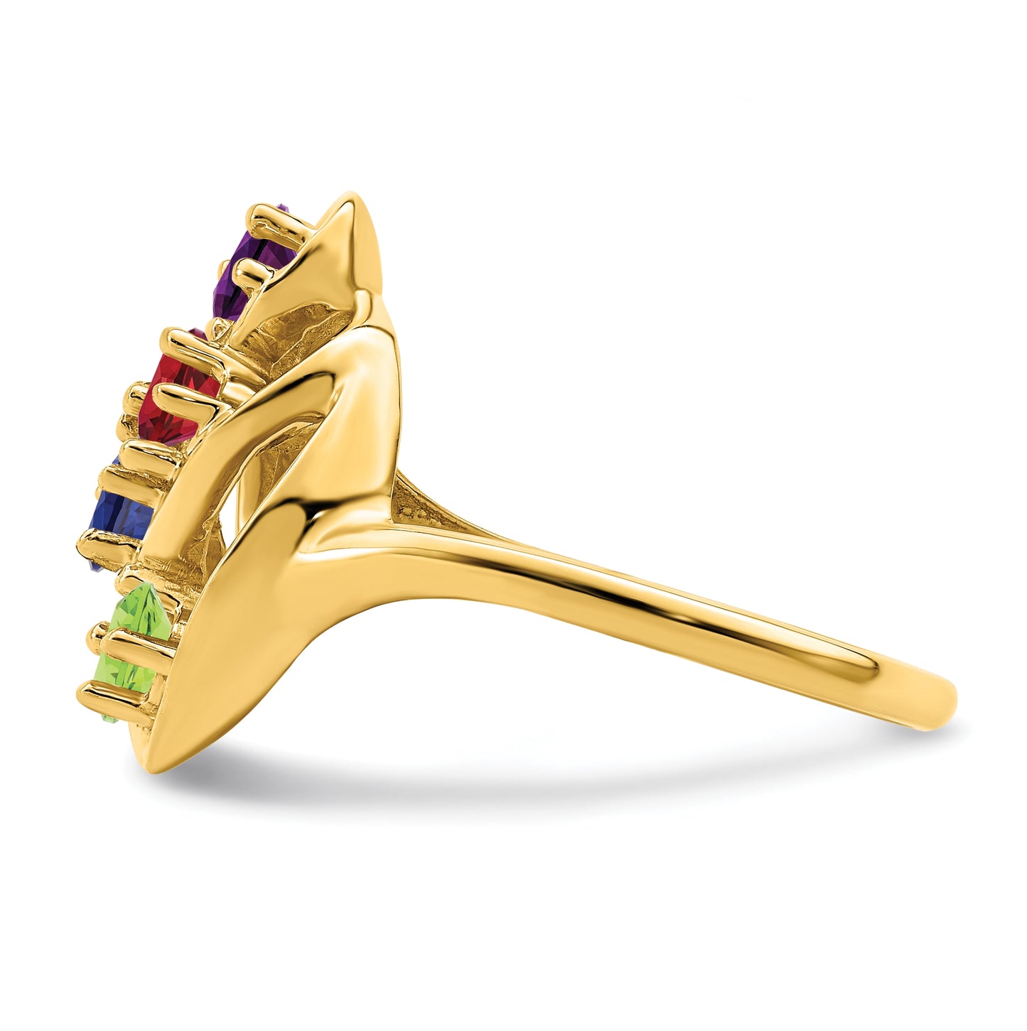 10K Yellow Gold Synthetic Family Jewelry Ring, 4-Stones