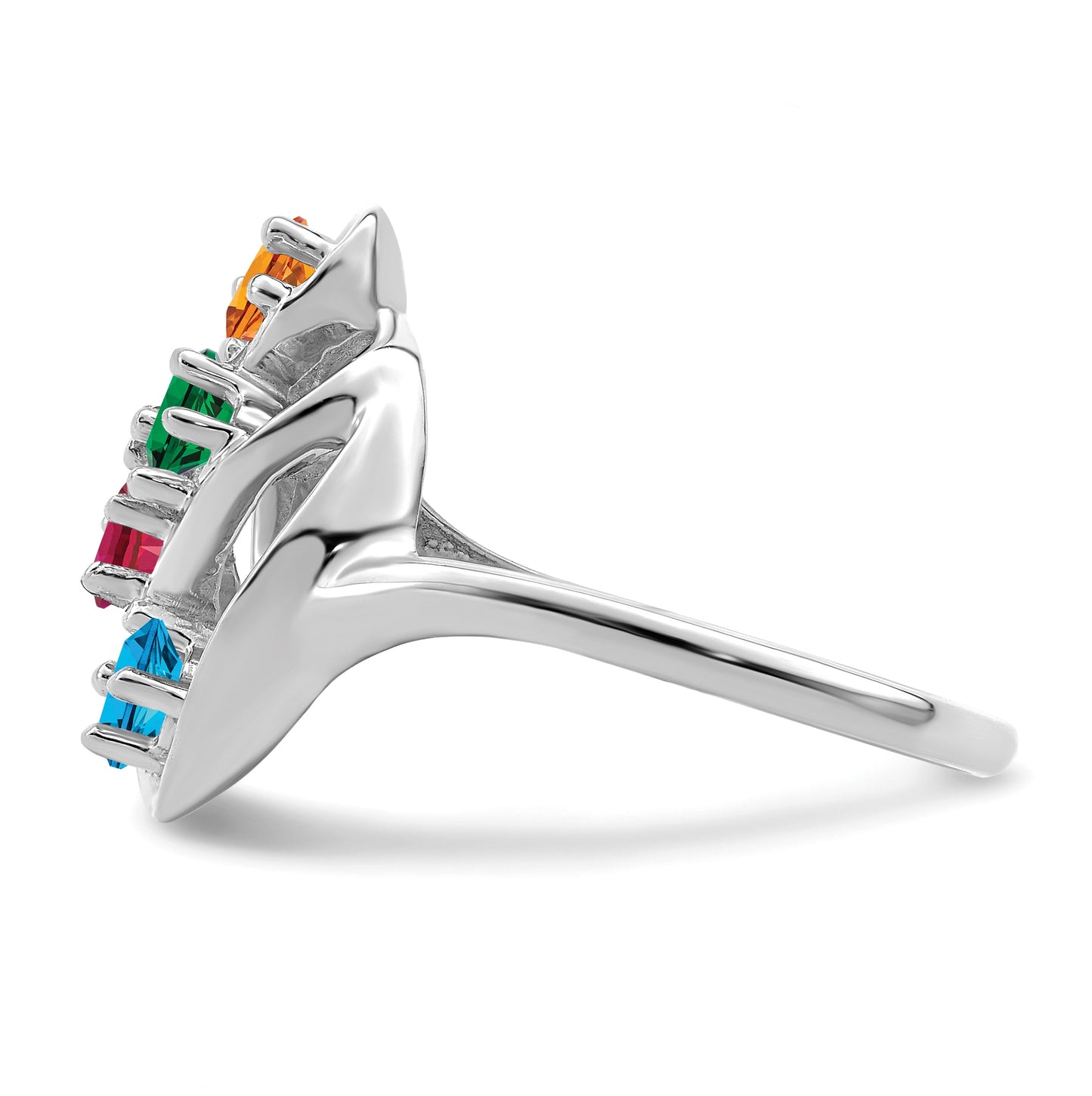 14k White Gold Genuine 4 Stones Mother's Ring