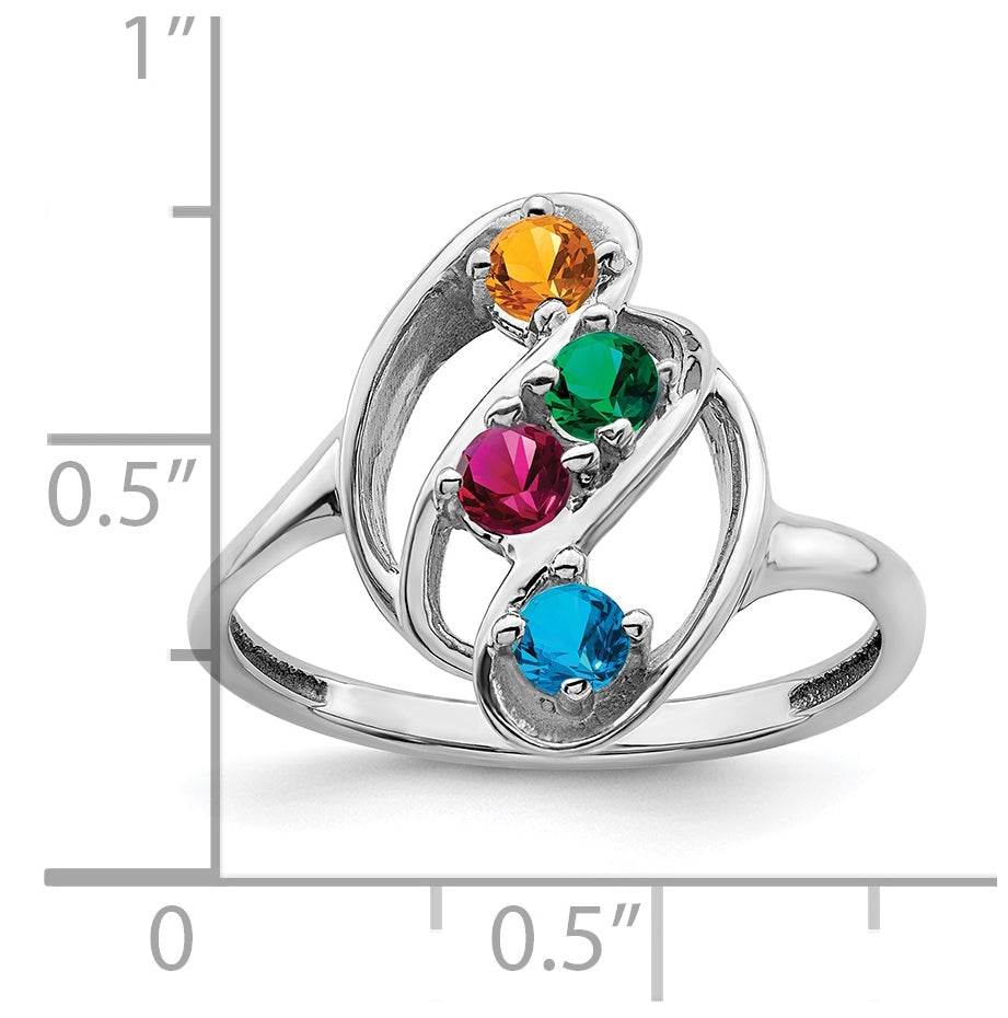 10k White Gold Genuine 4 Stone Mother's Ring