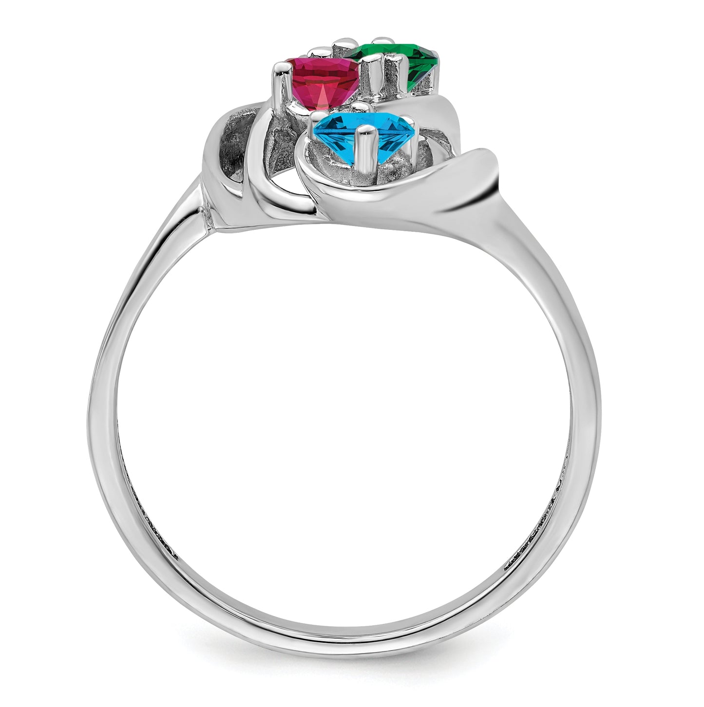 14k White Gold Genuine 4 Stones Mother's Ring