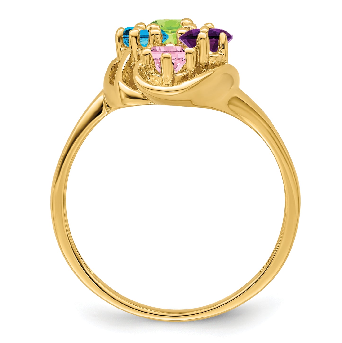 10K Yellow Gold Synthetic Family Jewelry Ring, 6 Stones