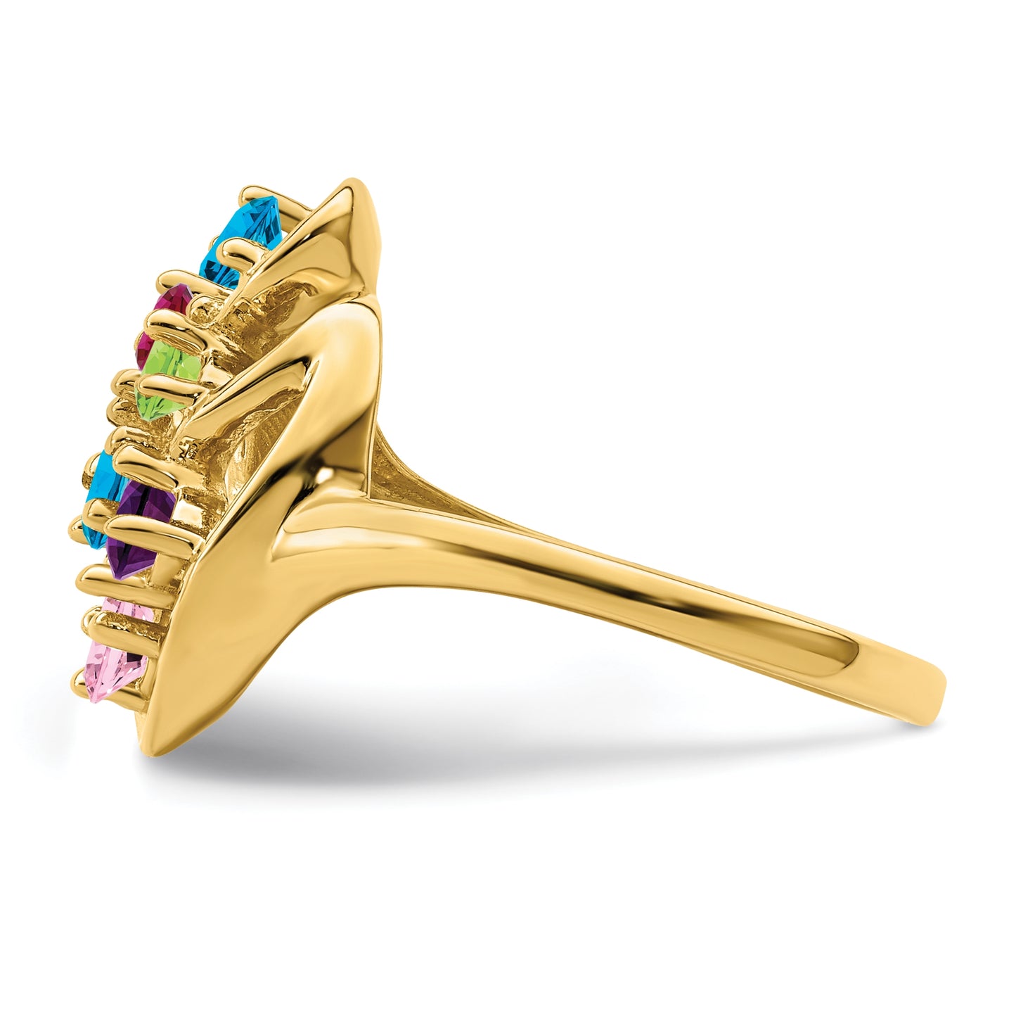 10K Yellow Gold Synthetic Family Jewelry Ring, 6 Stones