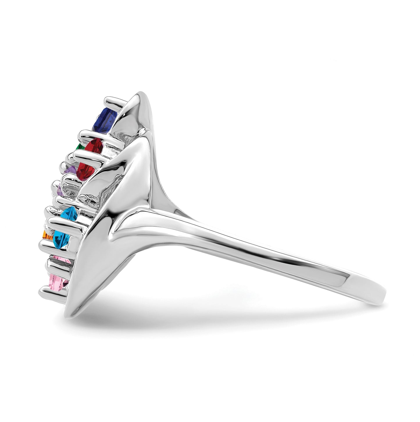 Sterling Silver Rhodium plated Family Jewelry Ring, 7-stone