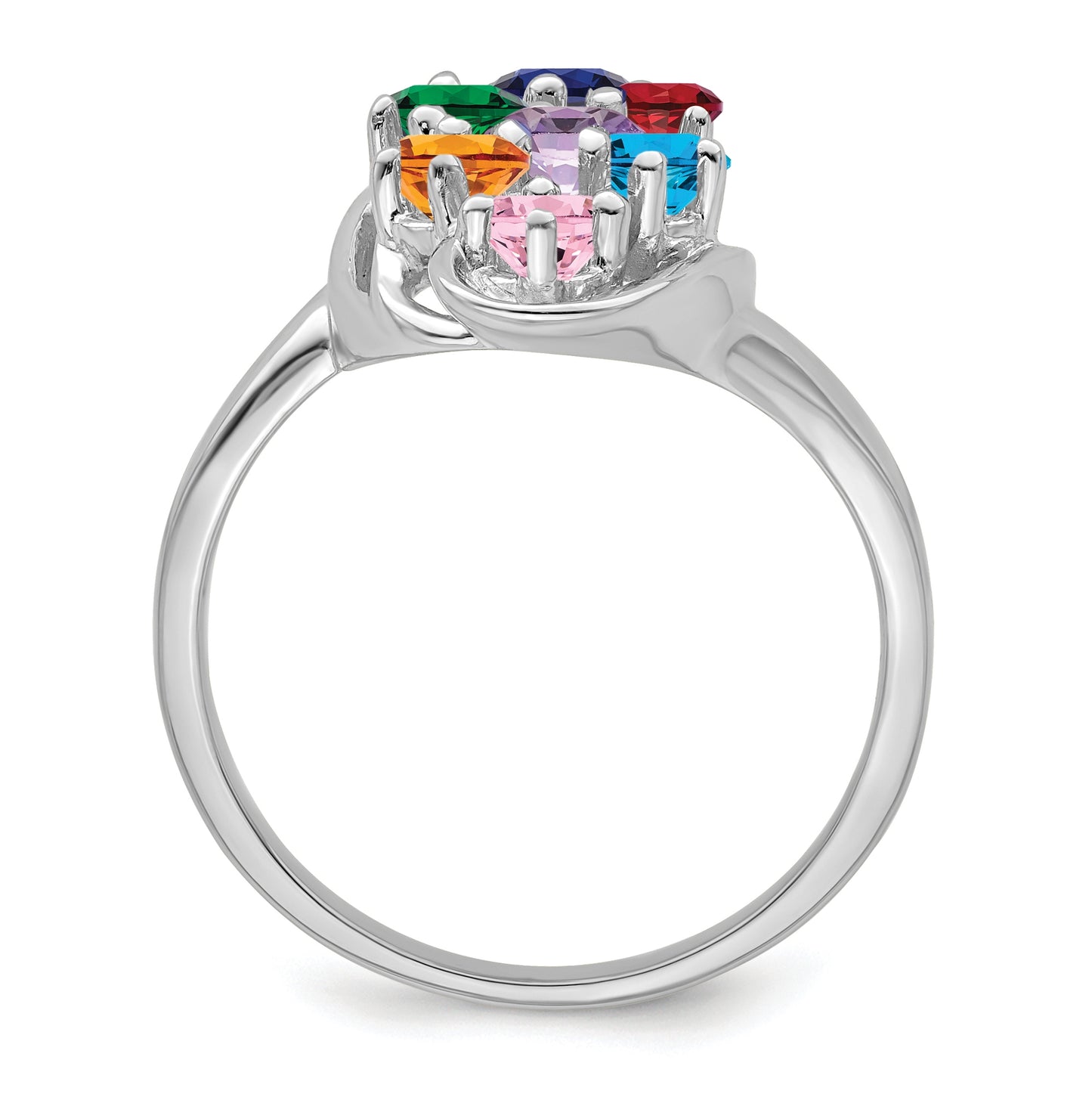 Sterling Silver Rhodium plated Family Jewelry Ring, 7-stone
