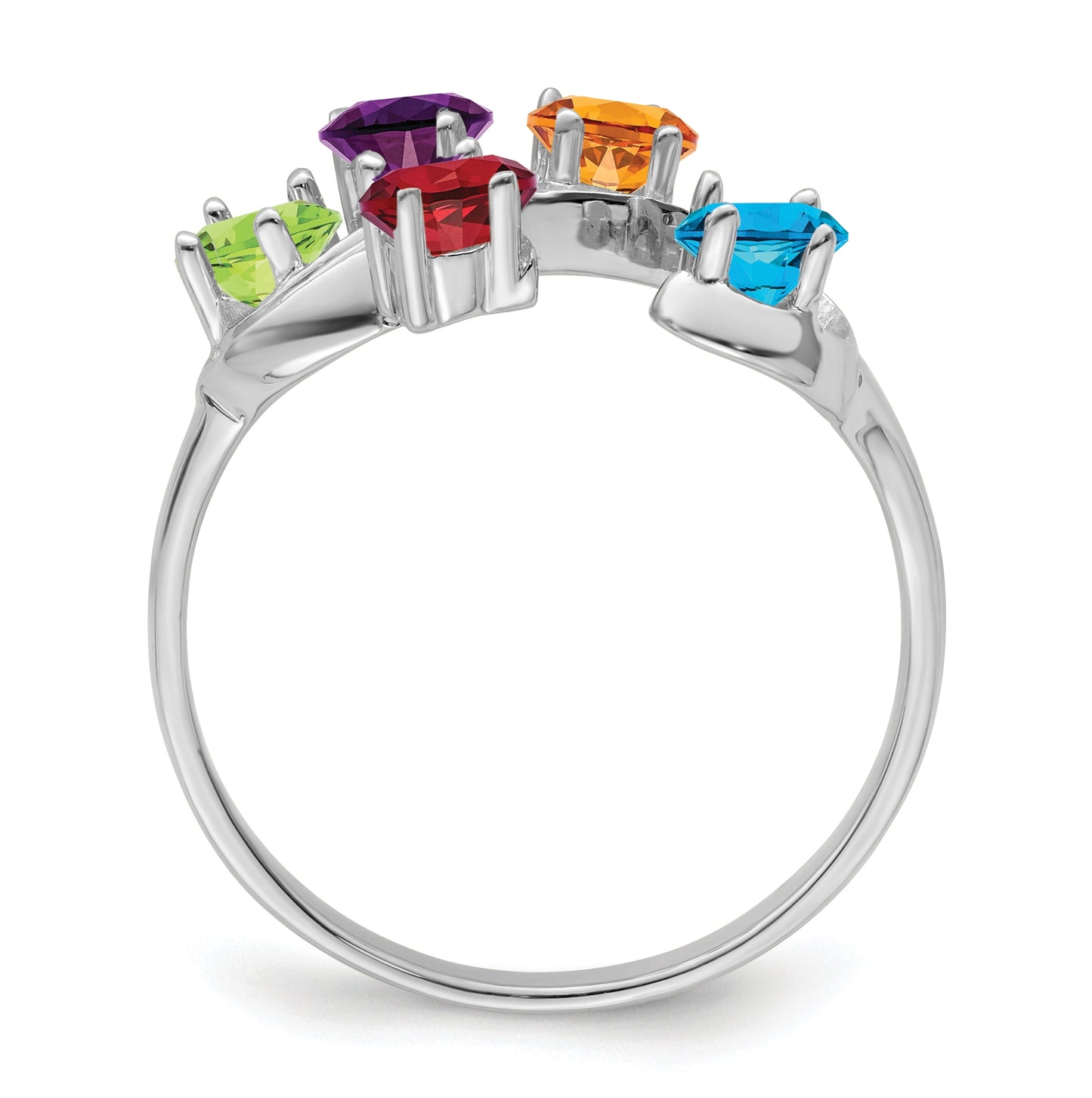 10k White Gold Polished 5-Stone Mothers Ring