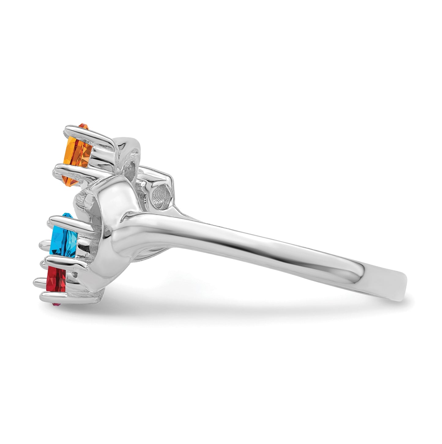 Sterling Silver Rhodium plated Synthetic 5-Stone Mothers Ring