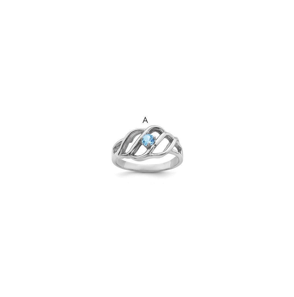 Sterling Silver Rhodium plated Family Jewelry Ring, 1-stone