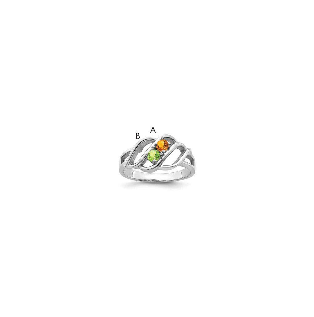 Sterling Silver Rhodium plated Family Jewelry Ring, 2-stone