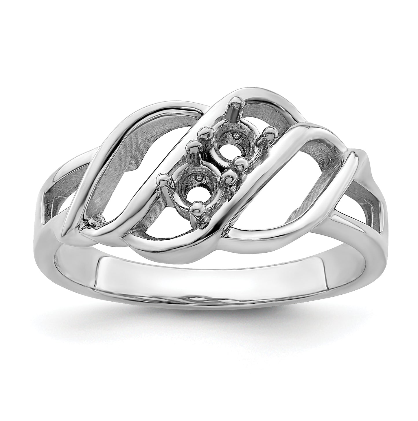 Sterling Silver Rhodium plated Family Jewelry Ring, 2-stone
