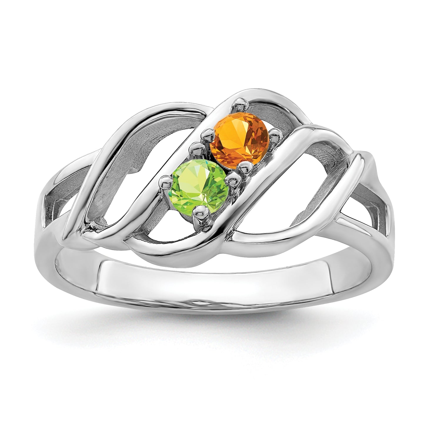 Sterling Silver Rhodium plated Family Jewelry Ring, 2-stone