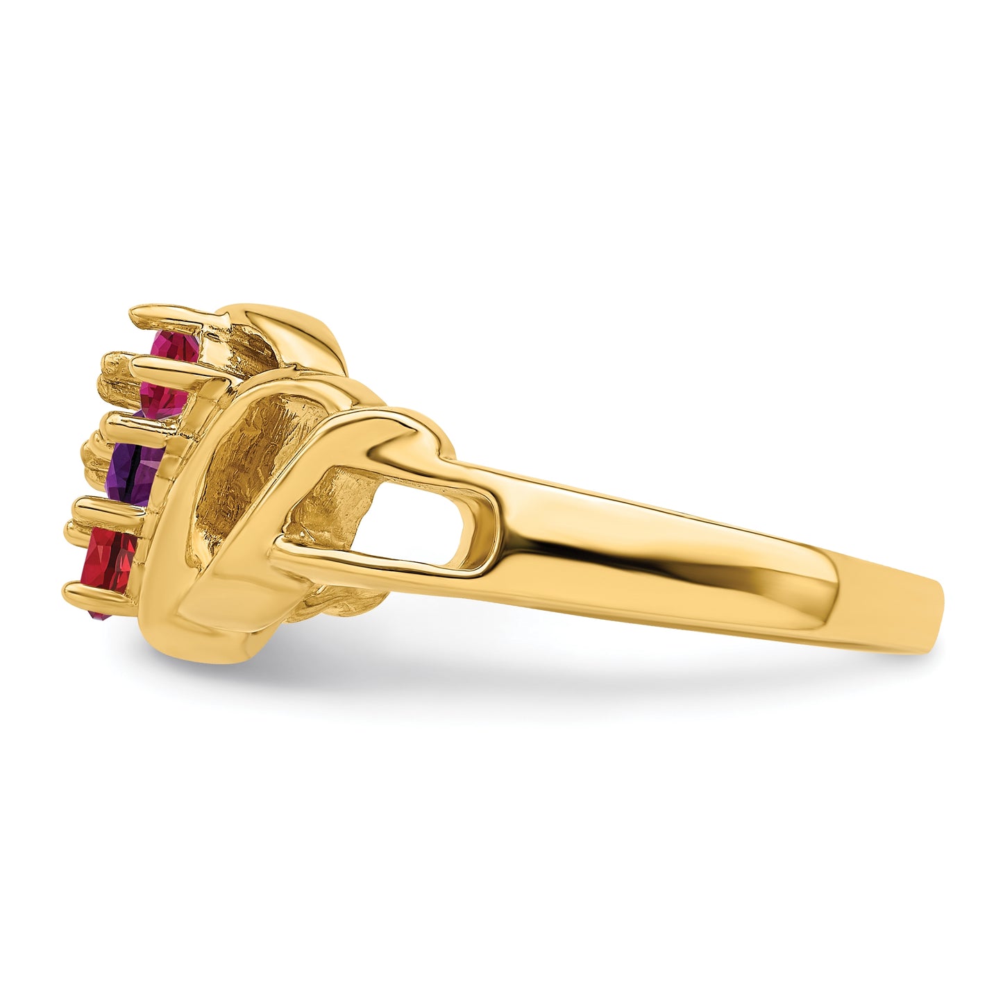 10K Yellow Gold Synthetic Family Jewelry Ring, 3-Stone