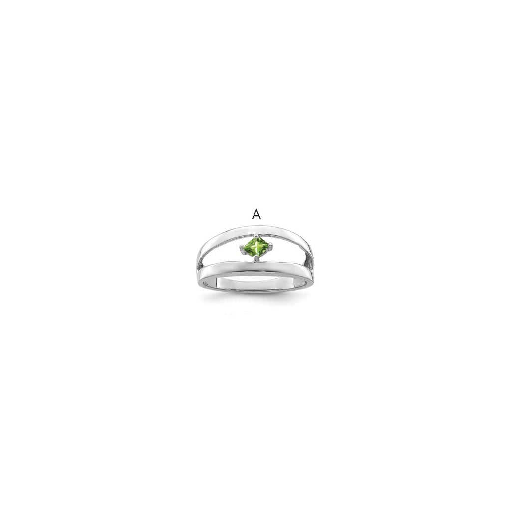 Sterling Silver Rhodium plated Synthetic Single Stone Family & Mothers Ring