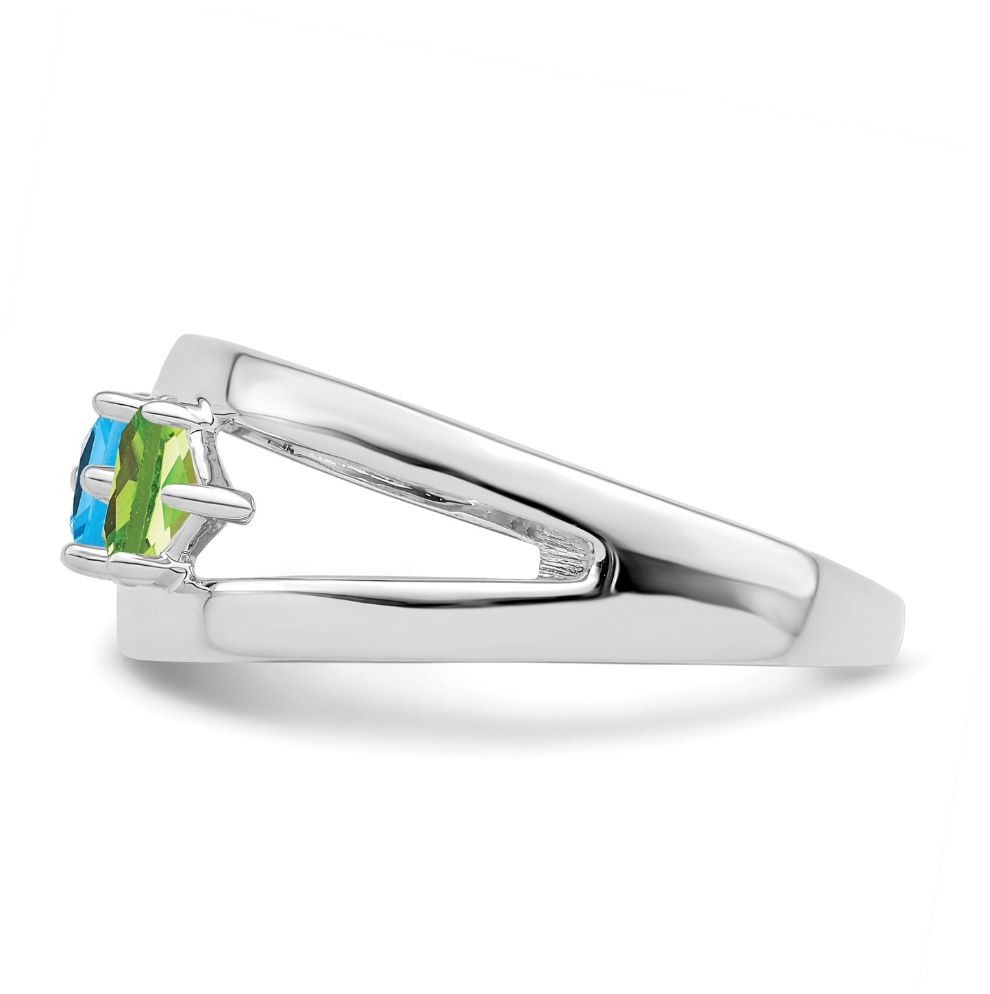 Sterling Silver Rhodium plated Synthetic 3-Stone Family Jewelry Ring