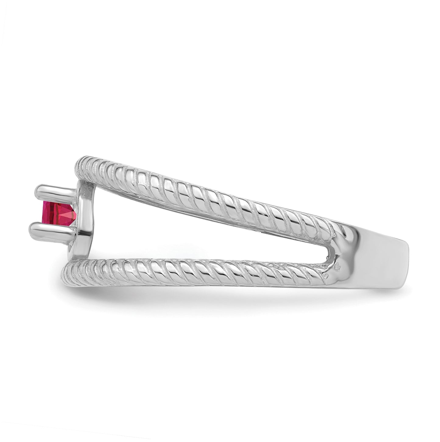 Sterling Silver Rhodium plated Synthetic Single Stone Mother's Ring