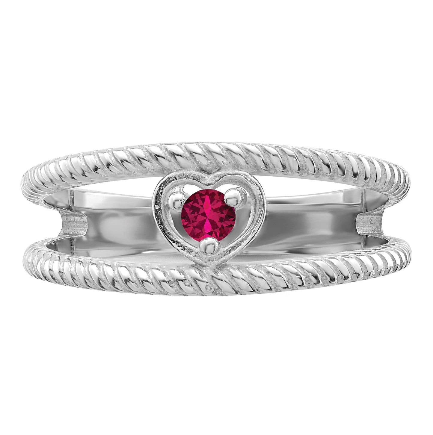 Sterling Silver Rhodium plated Synthetic Single Stone Mother's Ring