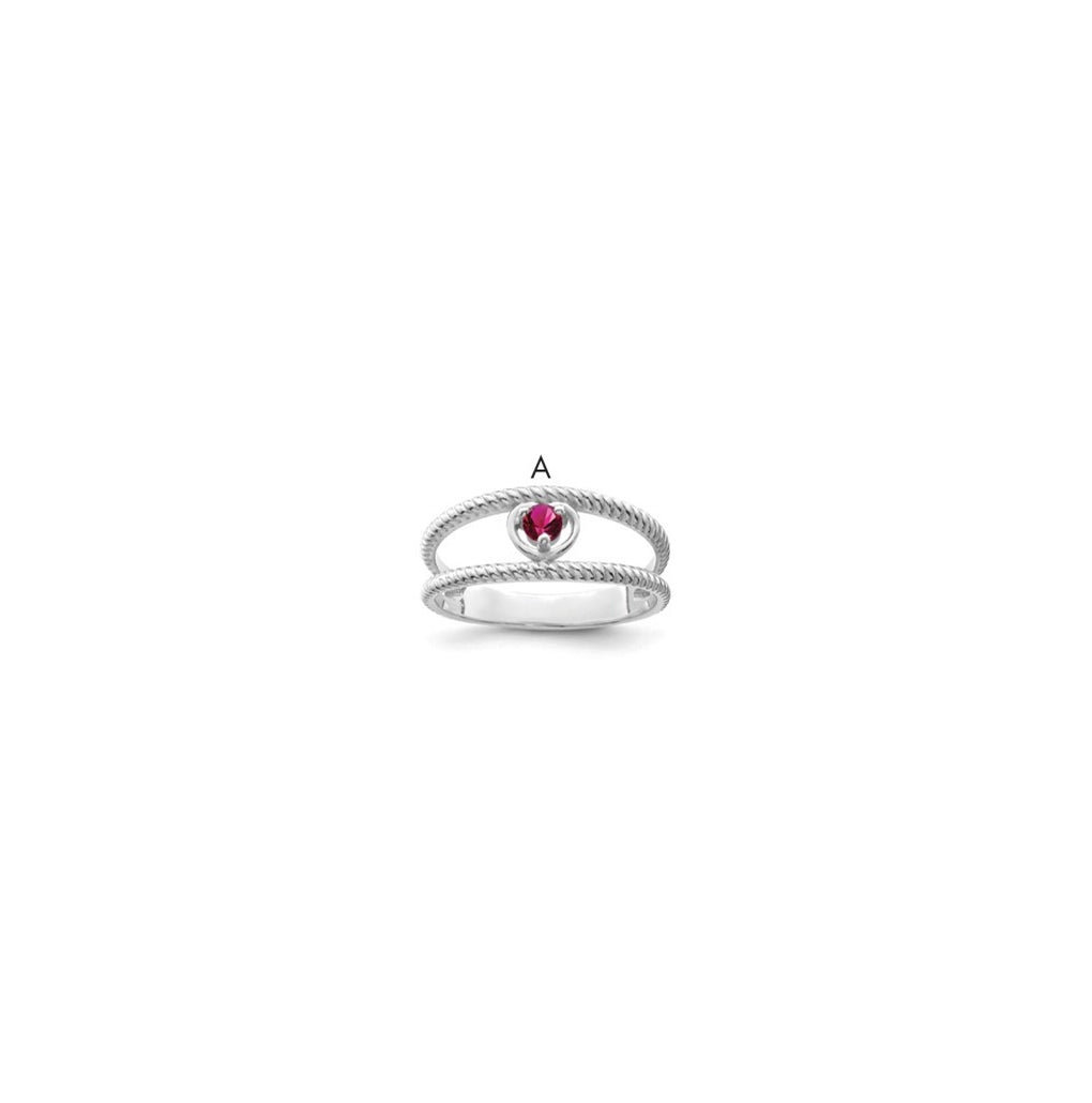 Sterling Silver Rhodium plated Synthetic Single Stone Mother's Ring