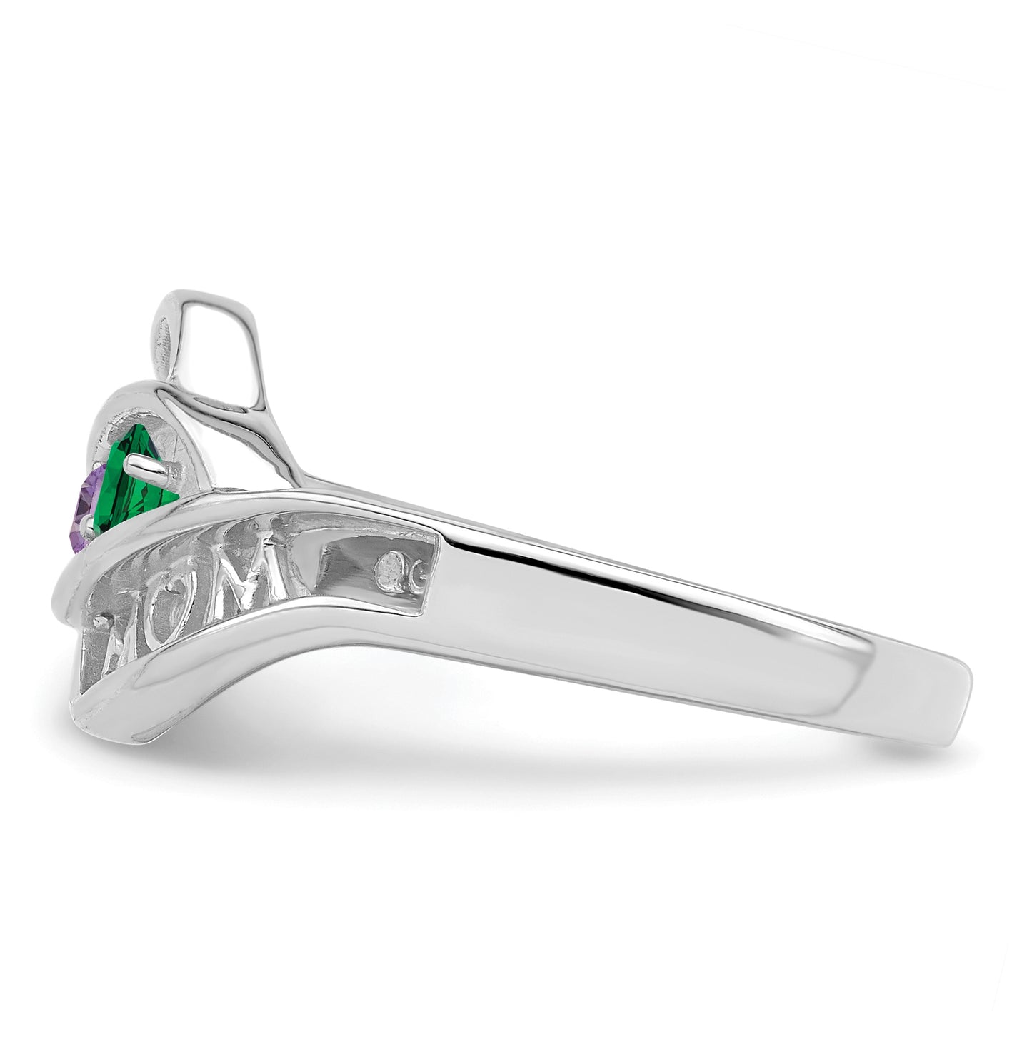 Sterling Silver Rhodium plated Synthetic Family Jewelry Ring, 2-Stone
