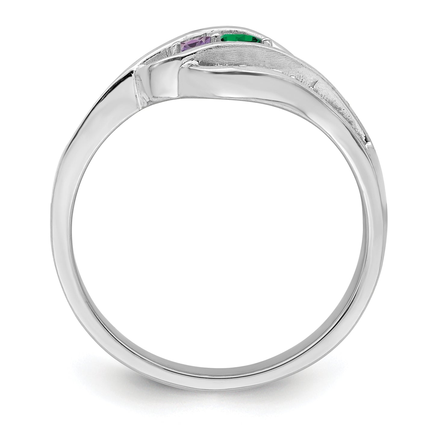 Sterling Silver Rhodium plated Synthetic Family Jewelry Ring, 2-Stone