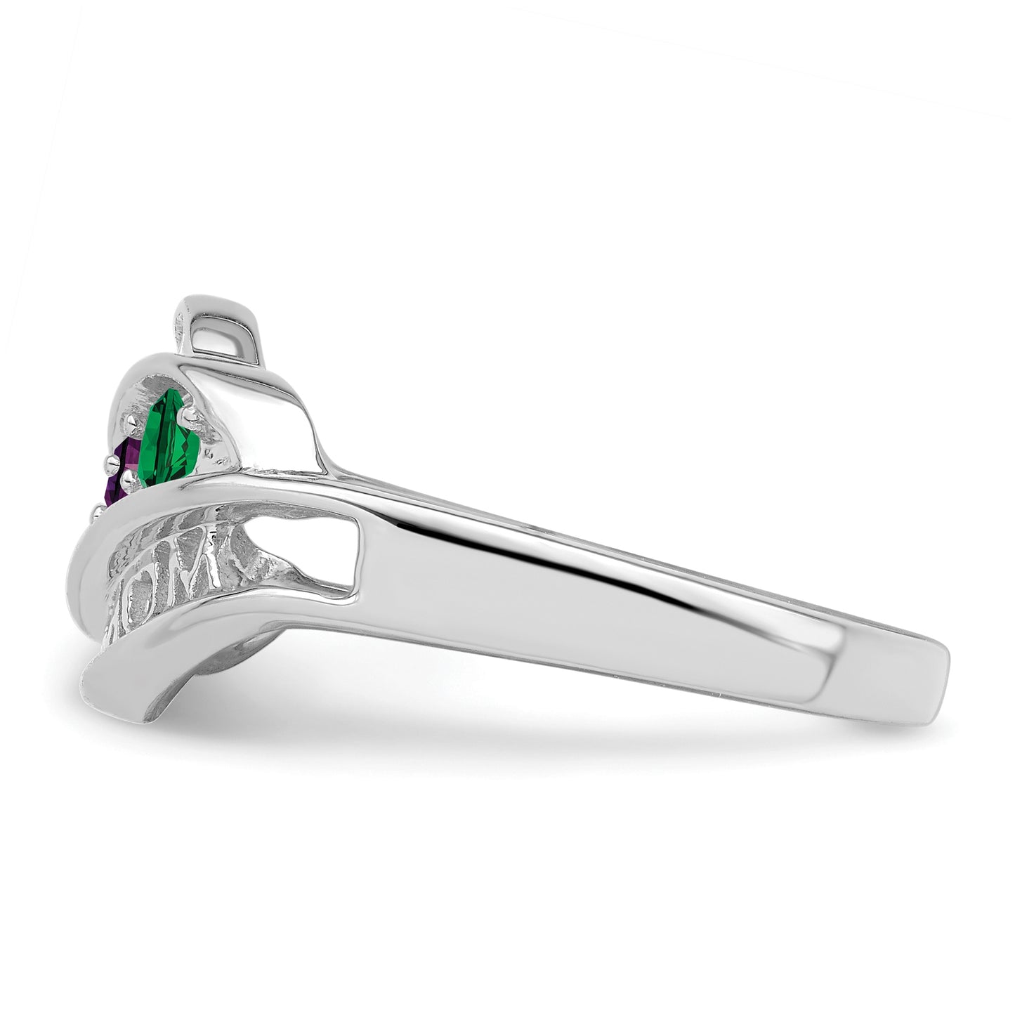 Sterling Silver Rhodium plated Synthetic Family Jewelry Ring, 4-Stone