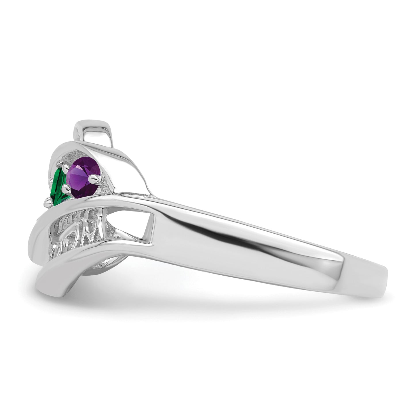 Sterling Silver Rhodium plated Synthetic Family Jewelry Ring, 5-Stone