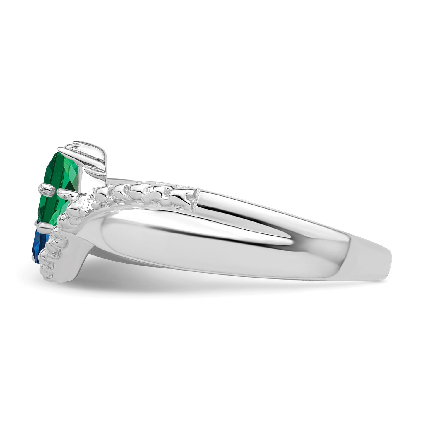 10k White Gold Synthetic Family Jewelry Ring, 2 Stone