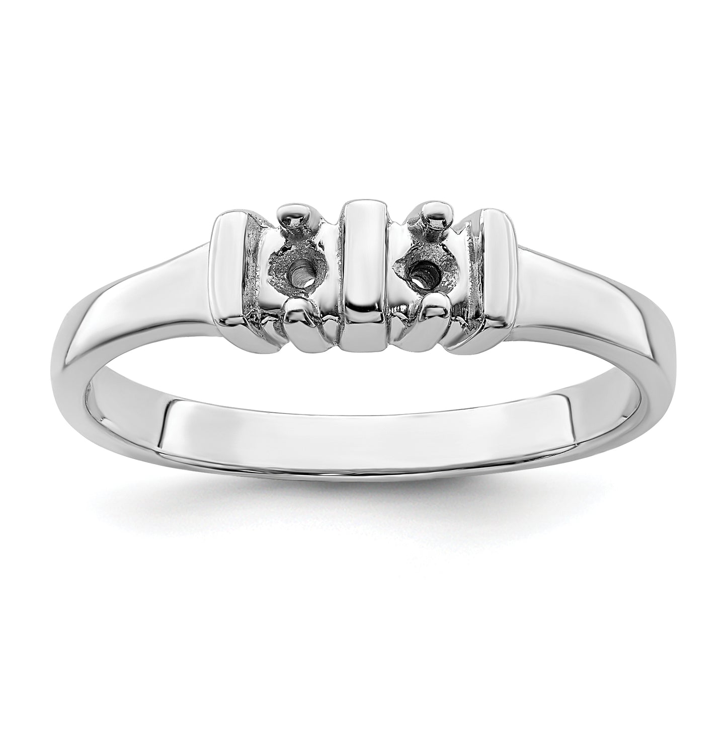 Sterling Silver Rhodium plated Synthetic 3x3mm 2 Stone Mother's Ring, 3 mm Band width