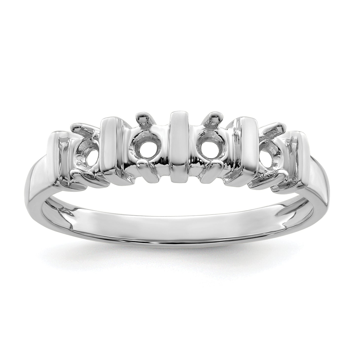 Sterling Silver Rhodium plated Synthetic 4 Stone Mother's Ring,  3 mm Band width