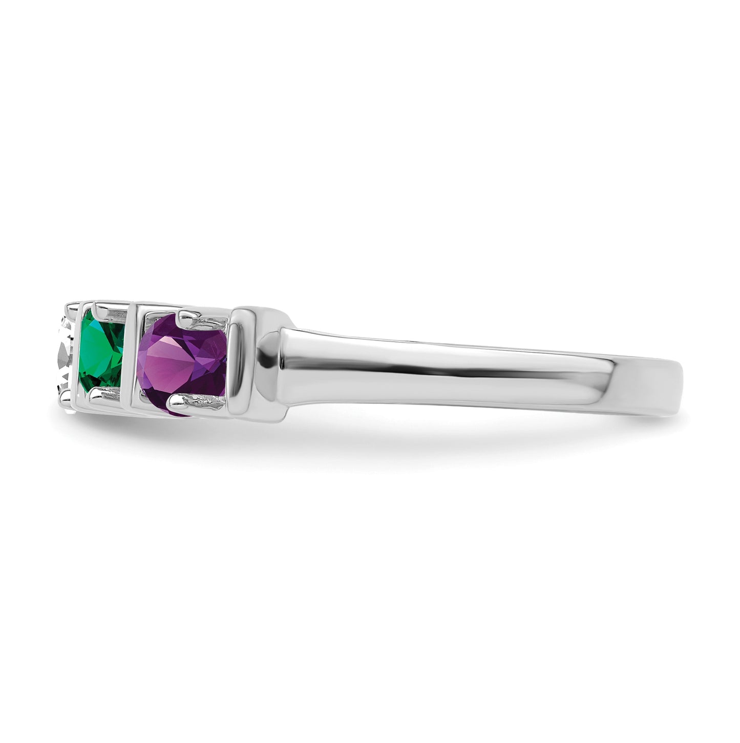 Sterling Silver Rhodium plated Synthetic 5 Stone Mother's Ring