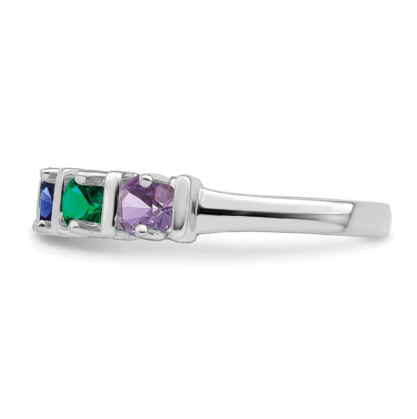 Sterling Silver Rhodium plated Synthetic 6 Stone Mother's Ring
