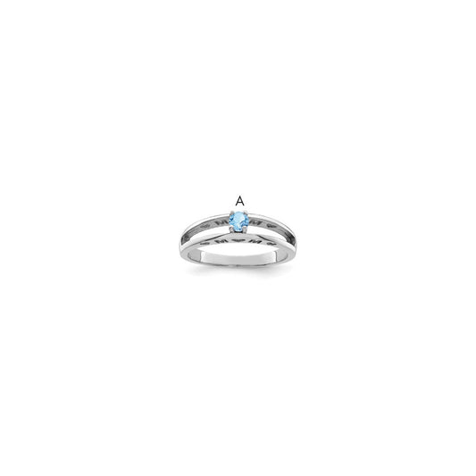Sterling Silver Rhodium plated 3mm Synthetic Family Jewelry Ring
