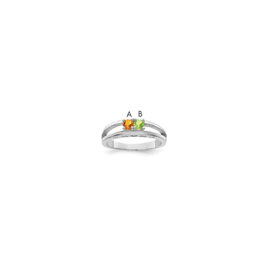 Sterling Silver Rhodium plated 3mm Synthetic Family Jewelry Ring