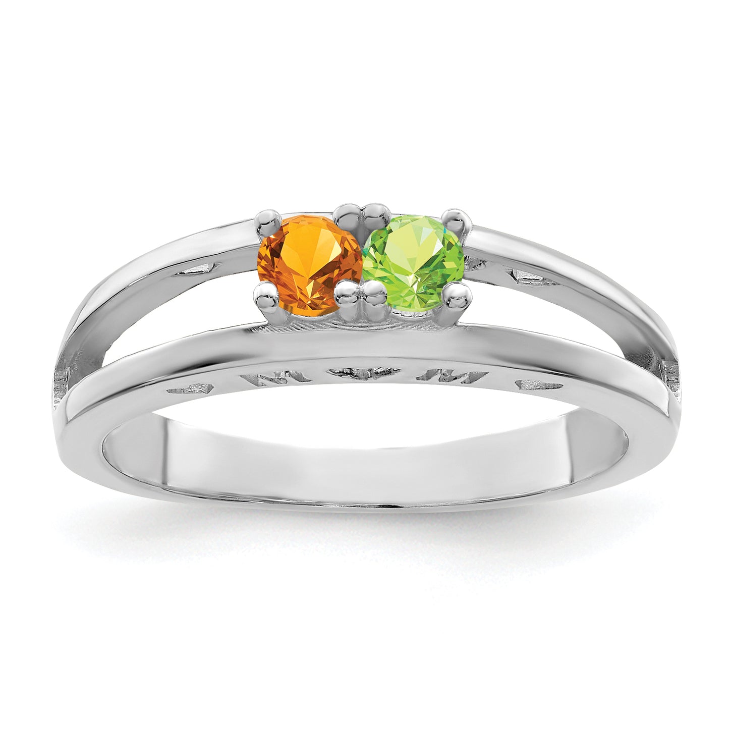 Sterling Silver Rhodium plated 3mm Synthetic Family Jewelry Ring