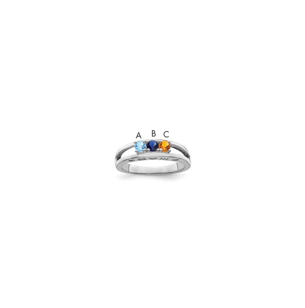 10k White Gold 3mm Synthetic Family Jewelry Ring