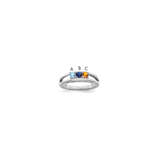 Sterling Silver Rhodium plated 3mm Synthetic Family Jewelry Ring