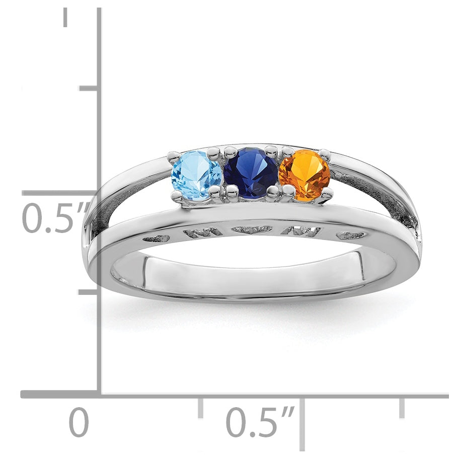 10k White Gold 3mm Synthetic Family Jewelry Ring