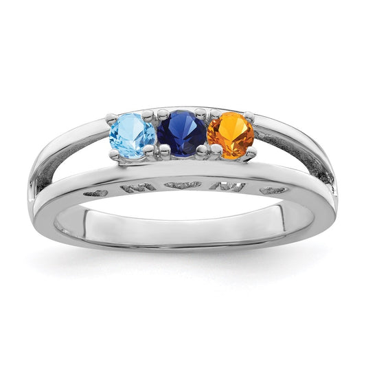 10k White Gold 3mm Synthetic Family Jewelry Ring