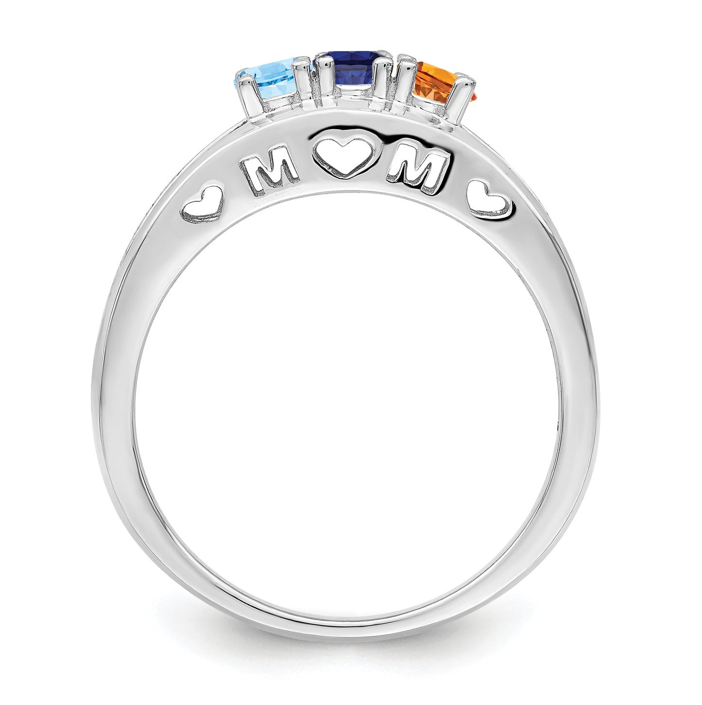 10k White Gold 3mm Synthetic Family Jewelry Ring