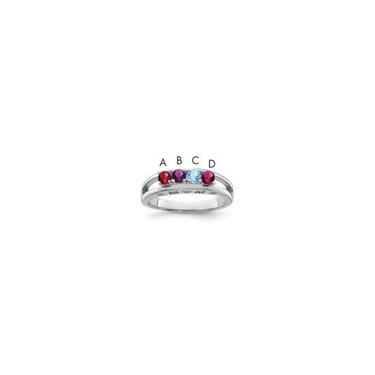Sterling Silver Rhodium plated 3mm Synthetic family jewelry ring