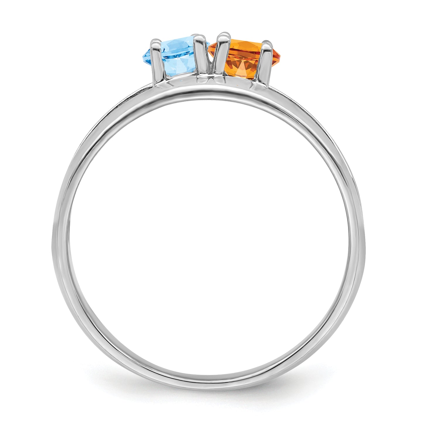 Sterling Silver Rhodium plated Synthetic 2 Stone Mother's Ring
