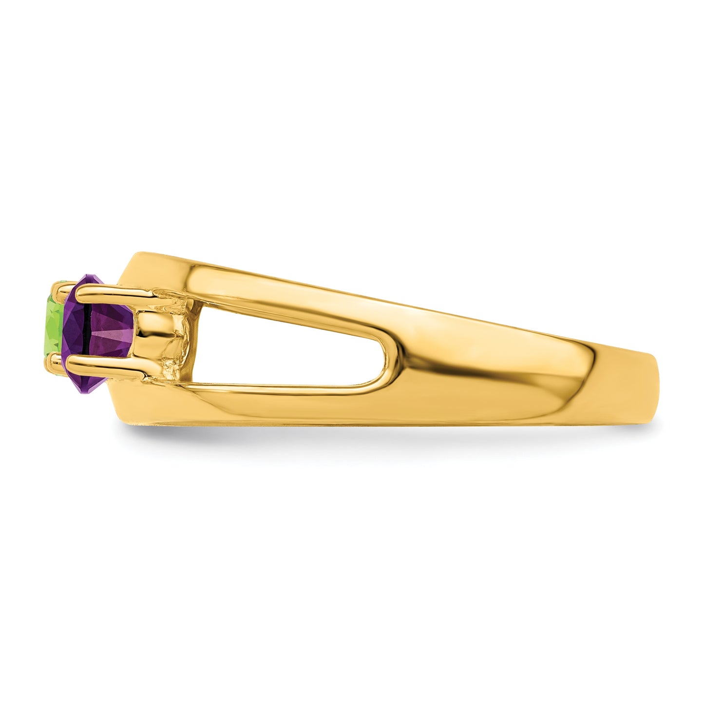 Gold Plated Sterling Silver Rhodium Plated Synthetic 3 Stone Mother's Ring, Size 5