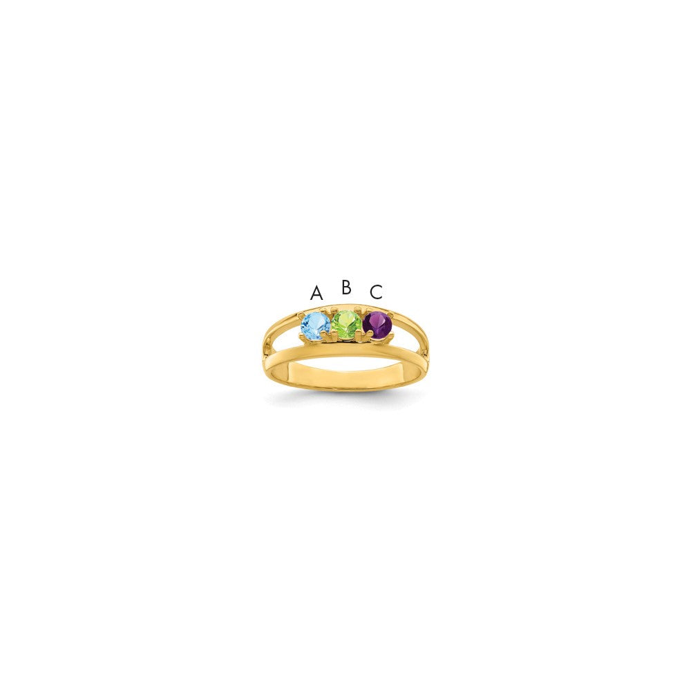 Gold Plated Sterling Silver Rhodium Plated Synthetic 3 Stone Mother's Ring