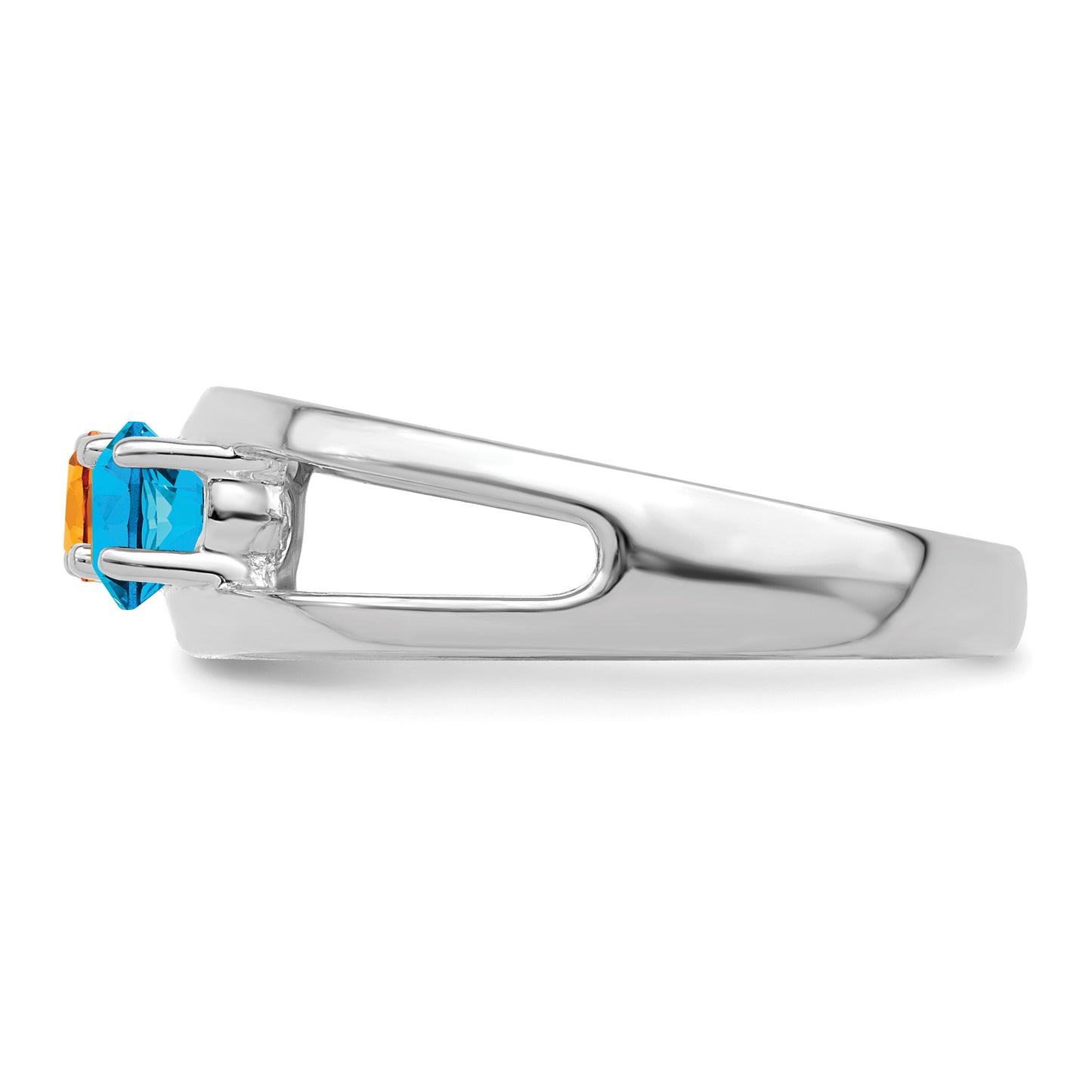 Sterling Silver Rhodium plated Synthetic 3 Stone Mother's Ring