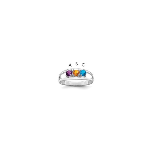 Sterling Silver Rhodium plated Synthetic 3 Stone Mother's Ring