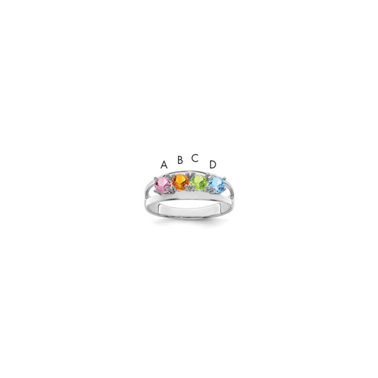 Sterling Silver Rhodium plated Synthetic 4 Stone Mother's Ring